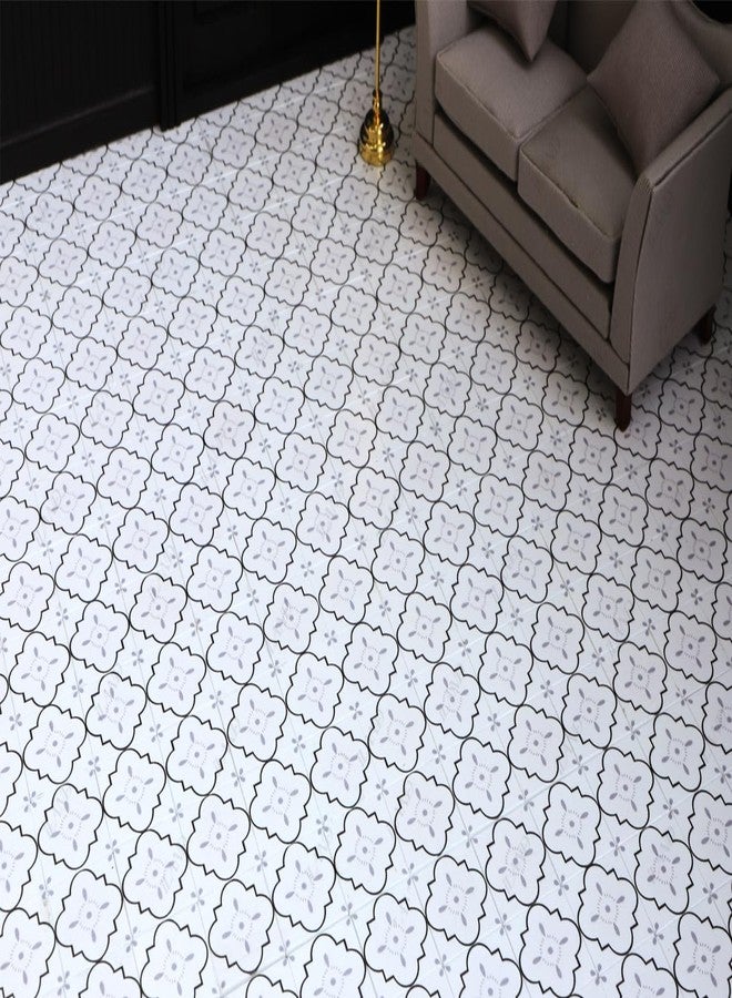 iLAND Dollhouse Flooring on 1/12 Scale 1/6 Scale, Miniature Dollhouse Accessories, 115pcs Double-Sided Dollhouse Floor Tiles (French White Floral & Grey Marble Tiles) - Image 5